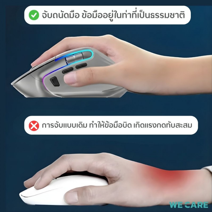 เมาส์ไร้สายทรงสูงเพื่อสุขภาพ WE CARE รุ่น Care-M2