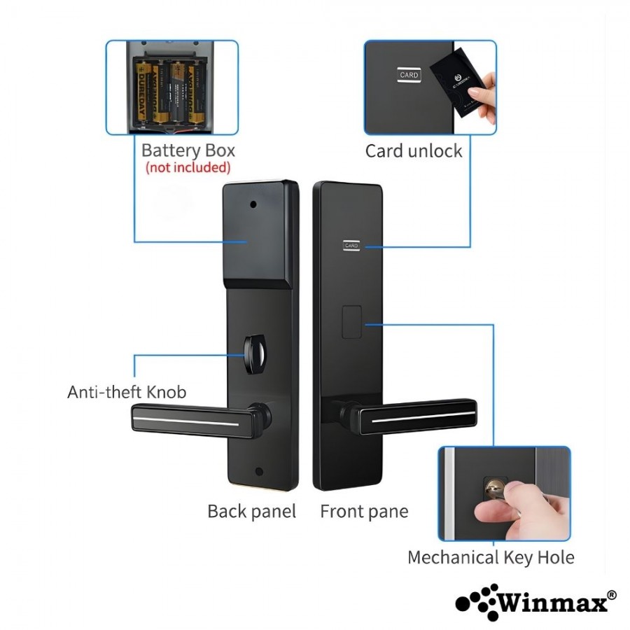 ประตูล็อคโรงแรมดิจิตอล Winmax Hotel Lock รุ่น WN-S19