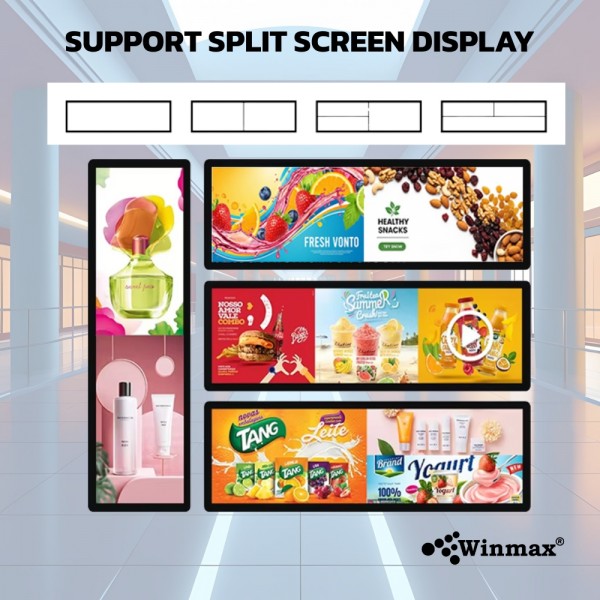 ป้ายโฆษณา LCD Bar Screen ขนาดใหญ่ 69.3 / 75 / 80 / 86 / 88 นิ้ว Digital Signage Bar Screen รุ่น Win463