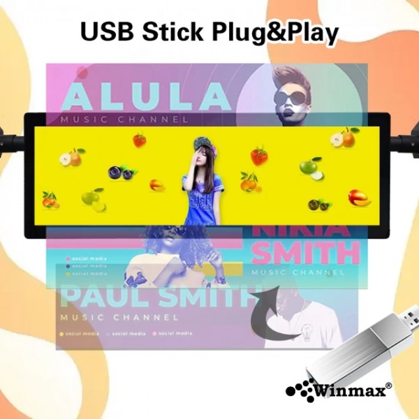 จอโฆษณาดิจิตอลบนรถโดยสาร Bus ceiling mount LCD digital signage ขนาด 29 นิ้ว WINMAX รุ่น WIN482