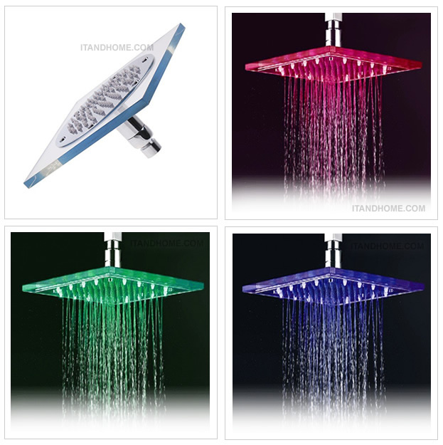 ฝักบัว LED เปลี่ยนสีได้ 7 สีแบบจับยึดด้านบน