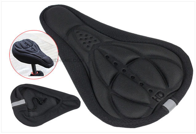 Cycling Bike 3D Silicone Gel Pad Seat Saddle Cover Soft (Black)