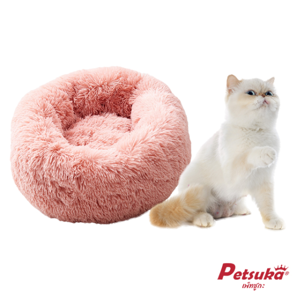 ที่นอนขนนุ่มโดนัท Petsuka สำหรับสัตว์เลี้ยง สีชมพู 60 cm