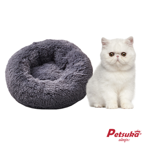 ที่นอนขนนุ่มโดนัท Petsuka สำหรับสัตว์เลี้ยง สีเทา 60 cm