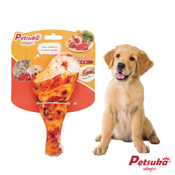 ตุ๊กตาน่องไก่นุ่มนิ่ม Petsuka ของเล่นสัตว์เลี้ยง มีเสียง