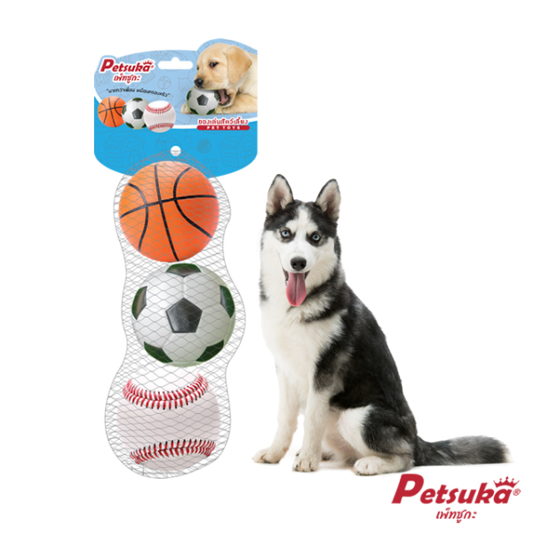ชุดของเล่นลูกบอลสำหรับสุนัข Petsuka แพ็ค 3 ชิ้น