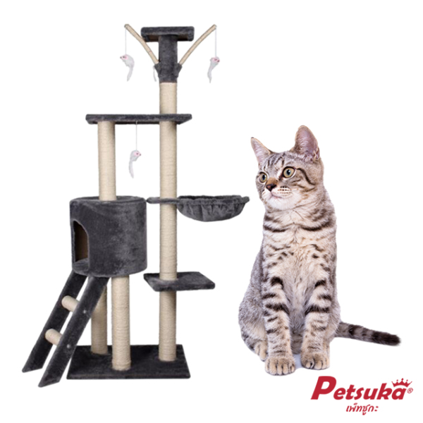 คอนโดแมว Petsuka พร้อมเสาลับเล็บ ความสูง 140 ซม.