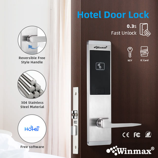 Security System Stainless Steel RFID Door Lock with Card for Hotel