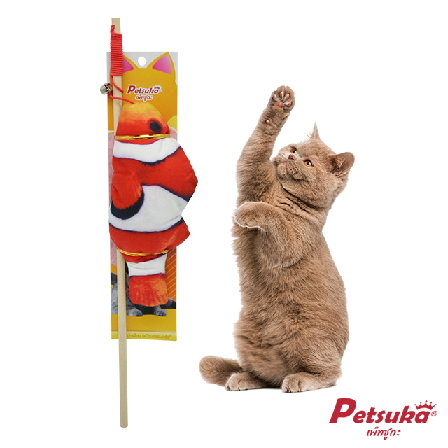 Petsuka Soft Fabric Realistic Fish Cat Teaser Stick Nemo