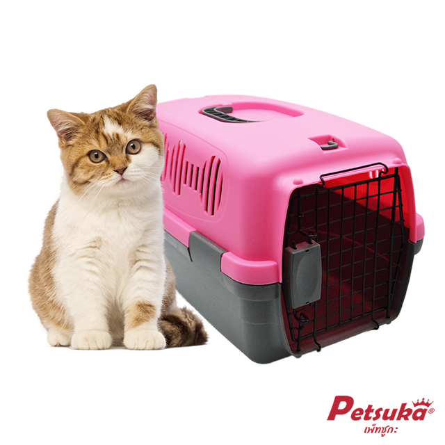 Petsuka Pet Cage Breathable Carrier Cage Portable Pink Color
