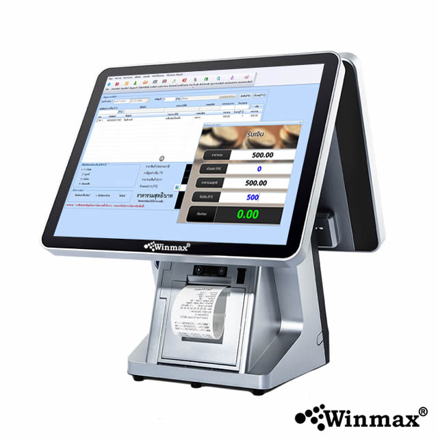 POS Dual Screen Touch Screen 15.6 inch With Customer Display and Thermal Printer
