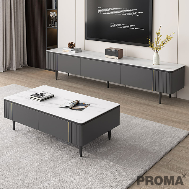 Wooden Coffee Tables TV Stand Set with Drawers