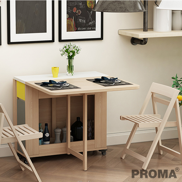 Extendable Wood Folding Dining Room Table Chair Set