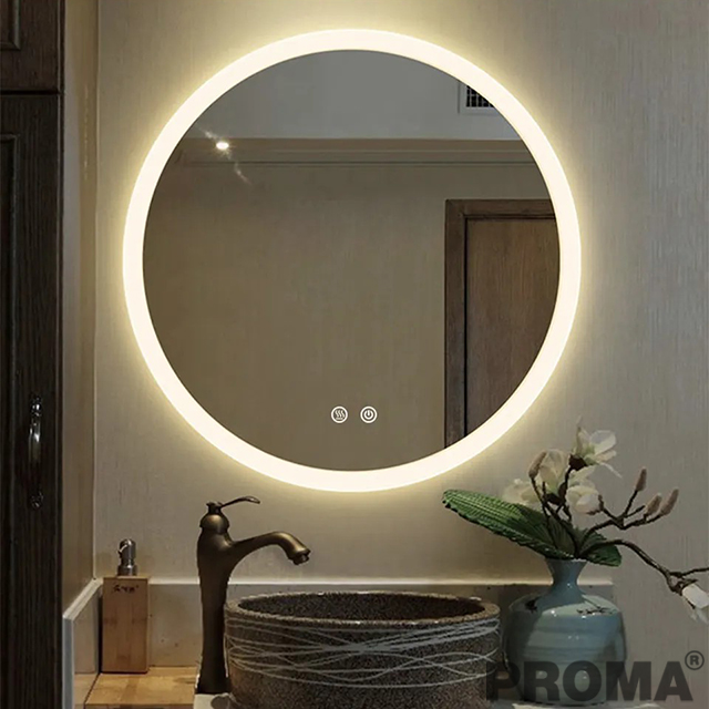 กระจกกลมติดผนังระบบสัมผัส พร้อมไฟ LED