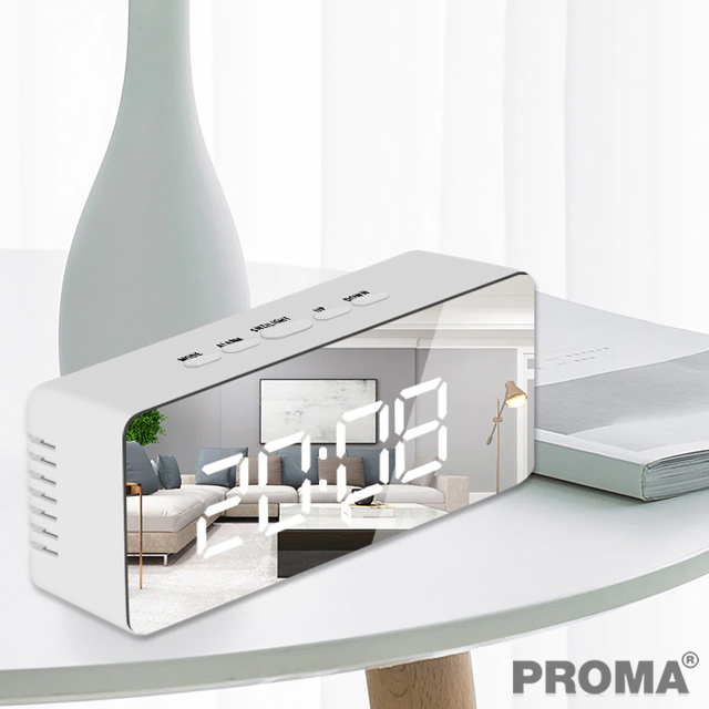 นาฬิกาดิจิตอล LED กระจกเงา