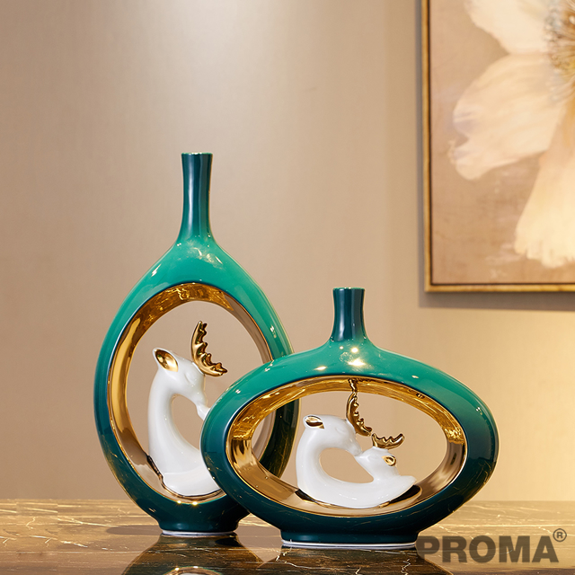 แจกันตั้งโต๊ะเซรามิก แจกันกวาง  