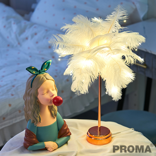 โคมไฟขนนก ไฟ LED ตกแต่งห้องนอน 