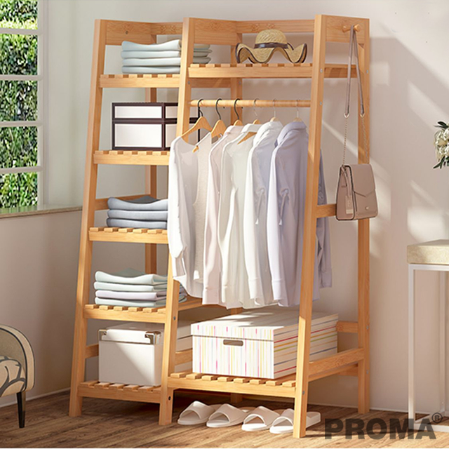Coat Rack Wooden Bedroom Storage Cabinet Clothes