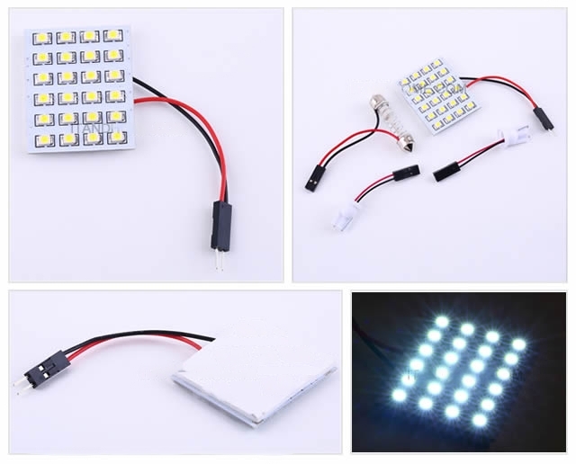 ไฟ LED ติดรถยนต์ ไฟแอลลอีดี 24 ดวง สีขาว
