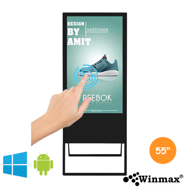ป้ายโฆษณาดิจิตอล แบบเคลื่อนย้ายได้ Winmax Portable Signage 55 นิ้ว จอทัชสกรีน 