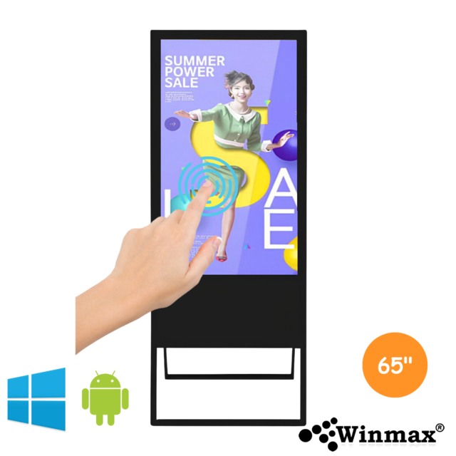 ป้ายโฆษณาดิจิตอล แบบเคลื่อนย้ายได้ Winmax Portable Signage 65 นิ้ว จอทัชสกรีน 