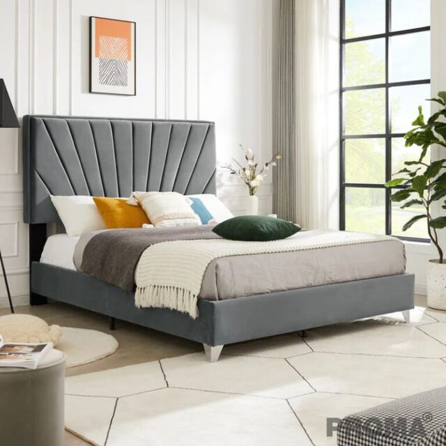 Large leather Bed, Elegant, Modern Design