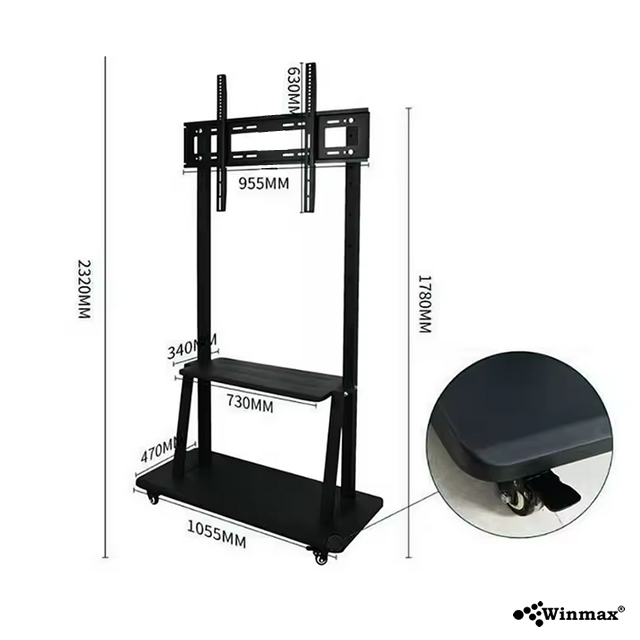 ขาแขวนทีวีแบบขาตั้งพื้นมีล้อเลื่อน 32-65 นิ้ว
