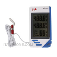 เครื่องวัดอุณหภูมิและความชื้น 2 จุดภายนอกและภายใน พร้อมฟังก์ชั่นนาฬิกา เทอร์โมมิเตอร์ 3 in 1 TMM001