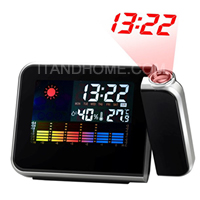 Digital LCD Screen LED Mini Desktop Projector Weather Station Alarm Clock