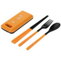Tableware Set Spoon Fork Chopsticks Plastic Box Orange