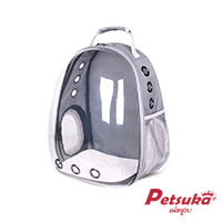 กระเป๋าสะพายสัตว์เลี้ยง Petsuka แบบแคปซูลอวกาศ ด้านหน้าโปร่งใส สีเทา