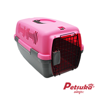 กล่องใส่สุนัขและแมว Petsuka Pet Cage กรงหิ้วสำหรับเดินทาง สีชมพู
