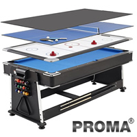 โต๊ะพูล/สนุกเกอร์ PROMA 4in1 โต๊ะพูล โต๊ะแอร์ฮอกกี้ โต๊ะปิงปอง โต๊ะอเนกประสงค์ ขนาด 7 ฟุต Proma-TB4in1