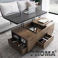 โต๊ะกลางมัลติฟังก์ชันพับได้ 3in1 PROMA โต๊ะกลางโซฟา โต๊ะทำงาน โต๊ะกินข้าว พร้อมเก้าอี้สตูล 4 ตัว PROMA-01