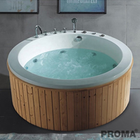 อ่างอาบน้ำทรงกลมขนาดใหญ่ อ่างน้ำวนสปาทำจากอะคริลิคและไม้ Acrylic Large Round Wooden Freestanding Bathtubs Proma-JZ-06