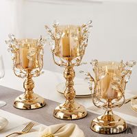Luxury Candle Holder Gold Metal and Crystal