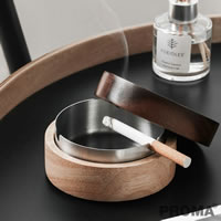 Stainless steel ashtray body wood color matching ashtray