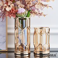 European style golden metal glass vase