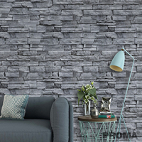 Waterproof PVC Wallpaper with Stone and Brick Pattern