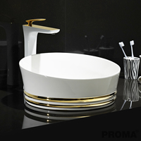 White Gold Luxury Modern Washbasin Countertop Ceramic