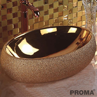 Modern Design Bathroom Ceramic Gold Plated Wash Basin