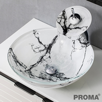 Wash Basin Marble Ceramic Glass Black White Ink Color Table Top