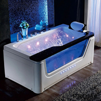 Bathtub Whirlpool with Colorful LED Light Waterfall Massage
