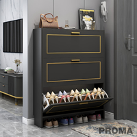 Folding Wooden Shoes Cabinet in Entry