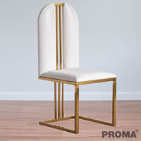 Luxury Modern Dining Table Chairs with Gold Rim