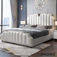 Bedroom Set Luxury Frame Modern Wood Leather Bed