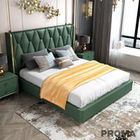 Leather Bed Postmodern Style Queen Size