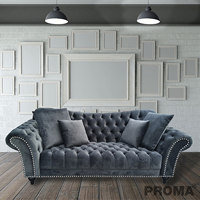 Soft Leather Sofa with Pearl Decoration in Modern Style