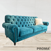 Blue Velvet Sectional Sofa Living Room