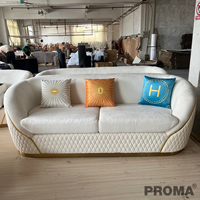 Fabric Sofa Set with Gold Stainless Steel